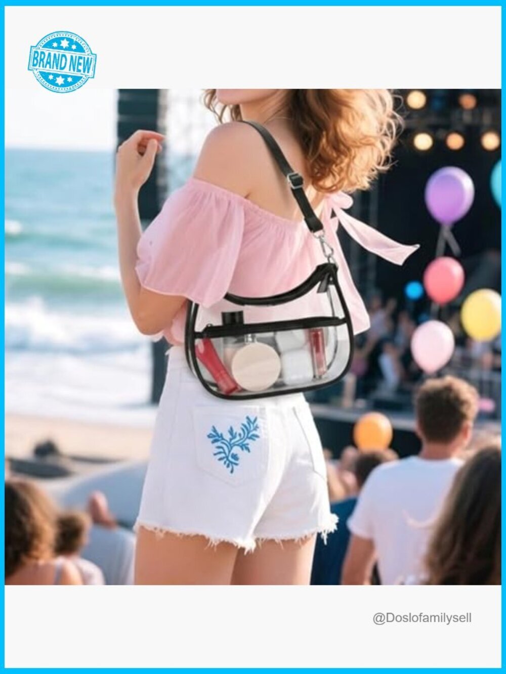 Clear Crossbody Bag for Stadium Events Transparent PVC Underarm Bag with - Picture 3 of 7